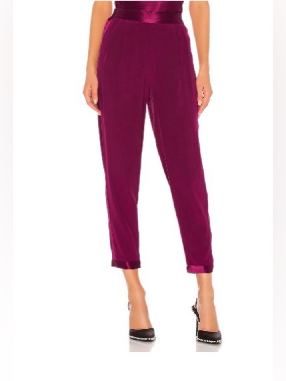 NWT Fleur du Mal Silk Tuxedo Pants in Bordeaux - size 6 - $375